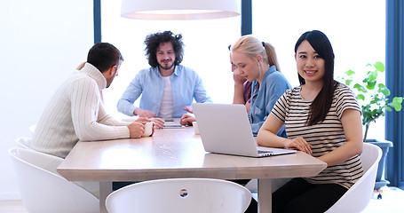 Image showing Startup Business Team At A Meeting at modern office building