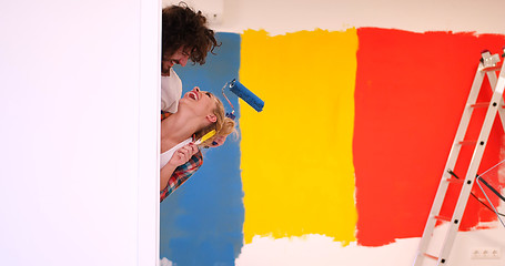 Image showing portrait of a couple painting interior wall
