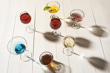 Image showing The rose exotic cocktails and fruits