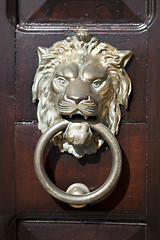 Image showing Ancient italian lion shaped door knocker.