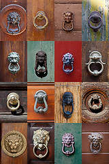 Image showing Ancient italian door knockers and handles.