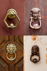 Image showing Ancient italian door knockers and handles.