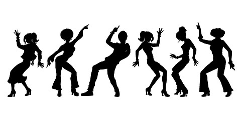 Image showing silhouettes collection set. young people dancing. men women boys girls