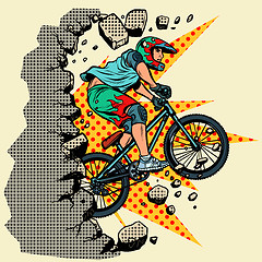 Image showing cyclist extreme sports wall breaks