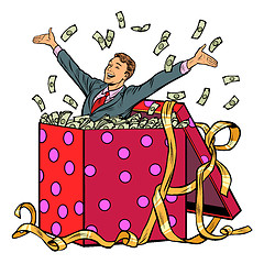 Image showing gift. businessman with money