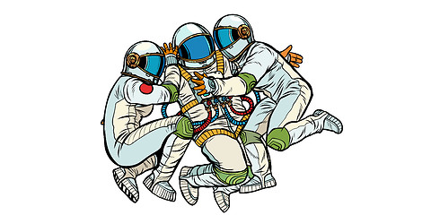 Image showing three astronauts hugging