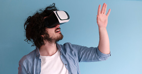 Image showing man using VR headset glasses of virtual reality