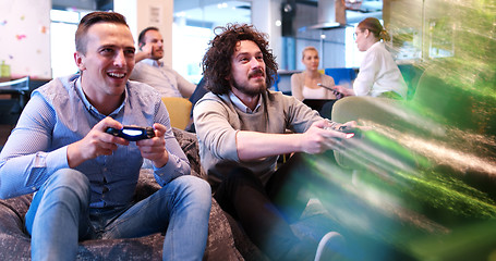 Image showing Office Workers Playing computer games