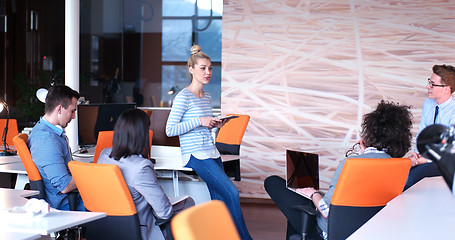 Image showing Startup Business Team At A Meeting at modern office building