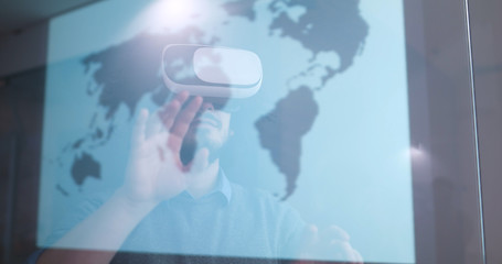 Image showing man using VR-headset glasses of virtual reality