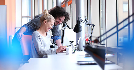 Image showing Business People Working With laptop in office