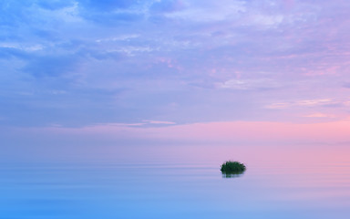 Image showing Amazing Lilac Seascape With Pink And Purple Clouds