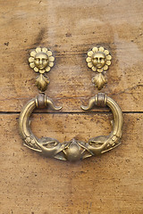 Image showing Ancient italian door knocker golden ring 