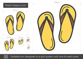 Image showing Beach slippers line icon.