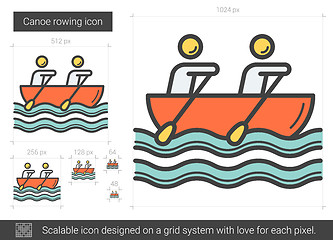 Image showing Canoe rowing line icon.