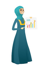 Image showing Muslim business woman showing financial chart.