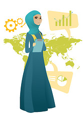 Image showing Muslim business woman working in global business.