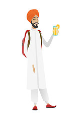 Image showing Hindu traveler man drinking cocktail.