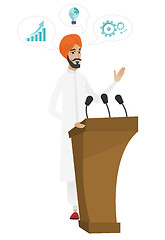 Image showing Politician giving a speech from tribune.