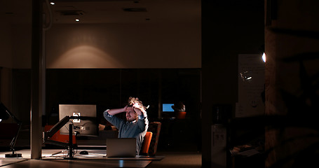 Image showing businessman relaxing at the desk