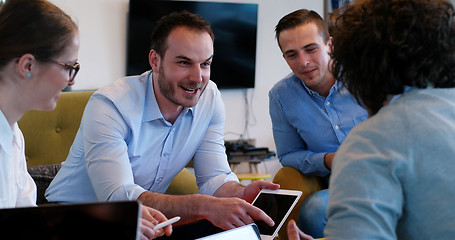 Image showing Startup Business Team At A Meeting at modern office building