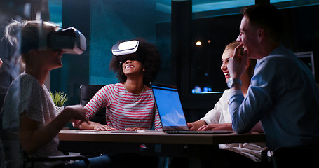 Image showing Multiethnic Business team using virtual reality headset