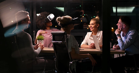 Image showing Multiethnic Business team using virtual reality headset