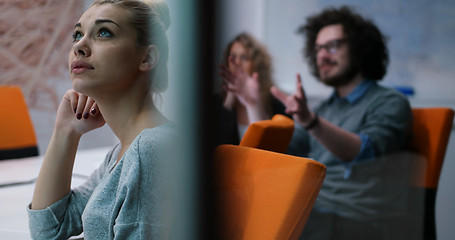 Image showing Startup Business Team At A Meeting at modern office building