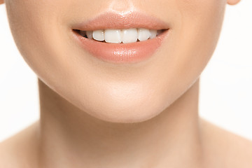 Image showing Beautiful and healthy woman smile, close-up