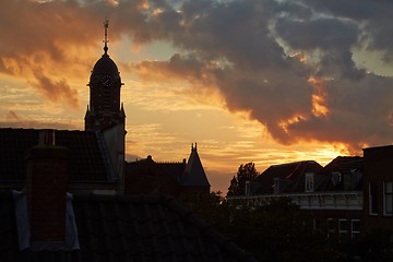 Image showing Church tower silhouettes