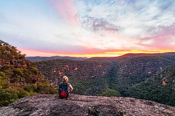 Image showing Woman in the mountain wilderness