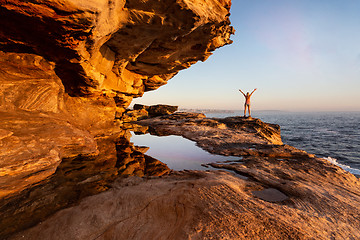 Image showing Female enjoying the coastal views Sydney