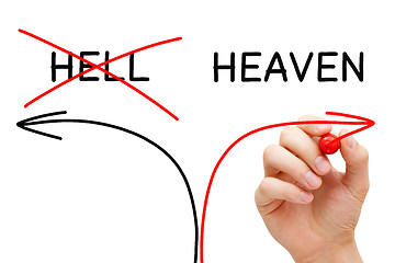 Image showing Heaven Or Hell Dilemma Arrows Concept