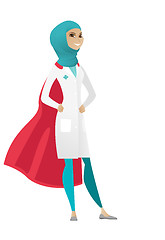 Image showing Muslim doctor wearing a red superhero cloak.