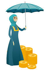 Image showing Business woman insurance agent with umbrella.