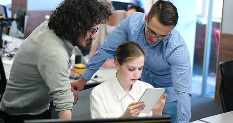 Image showing Startup Business Team At A Meeting at modern office building