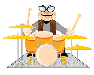 Image showing Fashionable man drummer for music instrument.Vector illustration