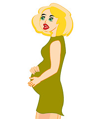 Image showing Vector illustration of the pregnant girl on white background