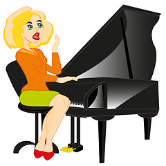 Image showing Vector illustration of the girl playing on piano