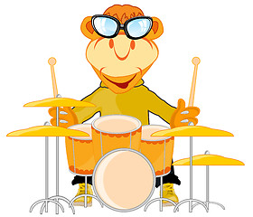 Image showing Cartoon animal musician for percussion tools.Vector illustration