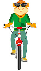 Image showing Cartoon animal on transport facility bicycle.Vector illustration