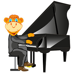 Image showing Cartoon animal playing on music instrument piano