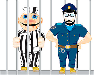 Image showing Cartoon concluded for lattice and police guard