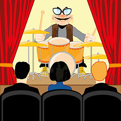 Image showing Music concerto of the drummer in common-room