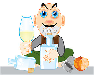 Image showing Vector illustration of the cartoon men alcoholic with bottle and pile in hand