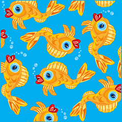 Image showing Vector illustration yellow decorative fish pattern.Vector illustration