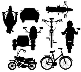Image showing Vector illustration silhouette different transport facilities on white