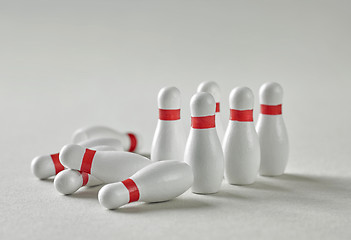 Image showing bowling pins on grey background