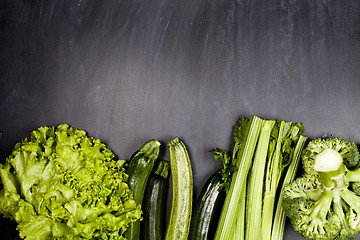 Image showing Variety of green vegetables and legumes.