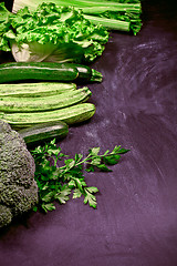 Image showing Variety of green vegetables.